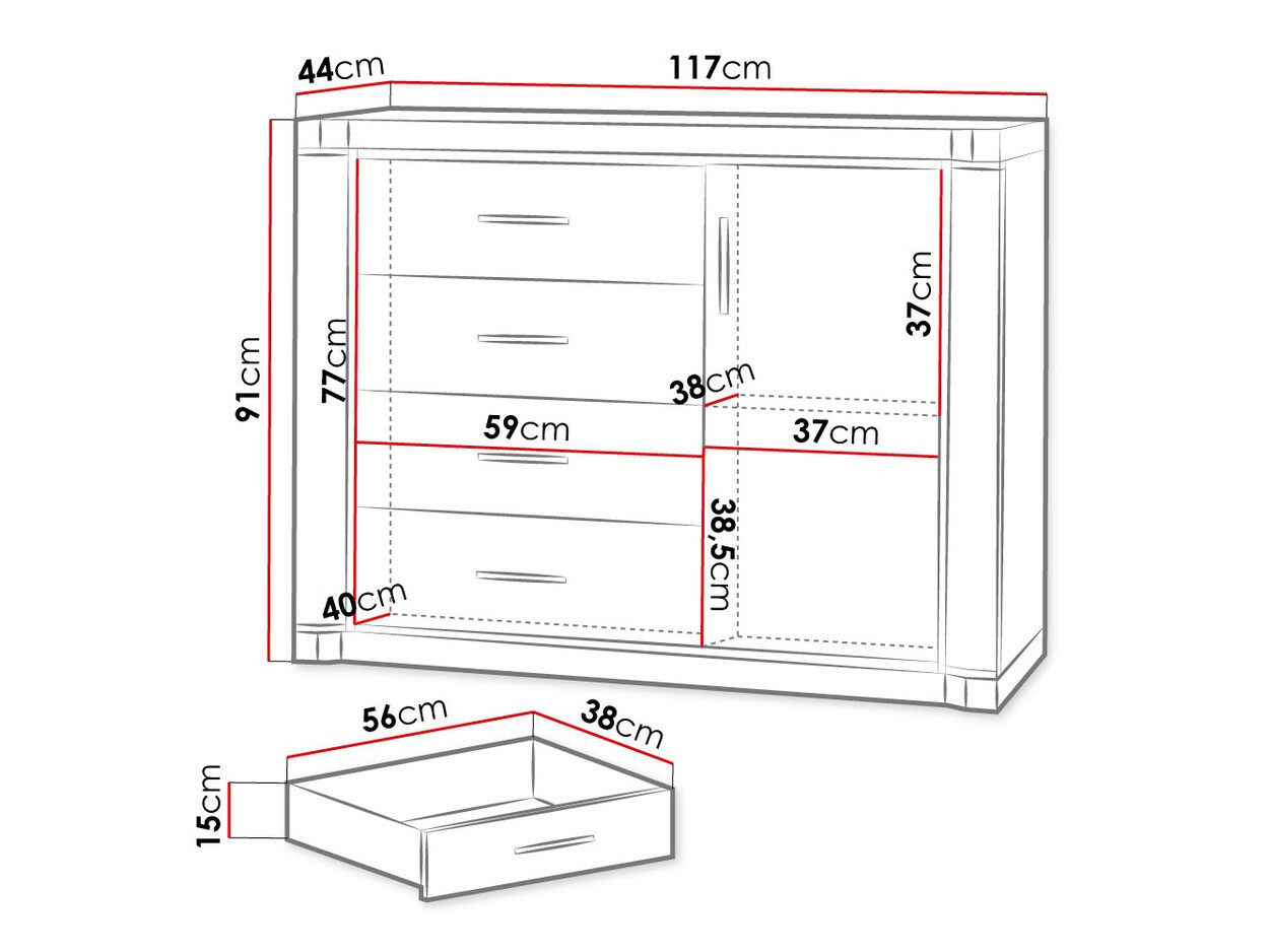 Komoda Lorelie 102 (Trufel hrast)