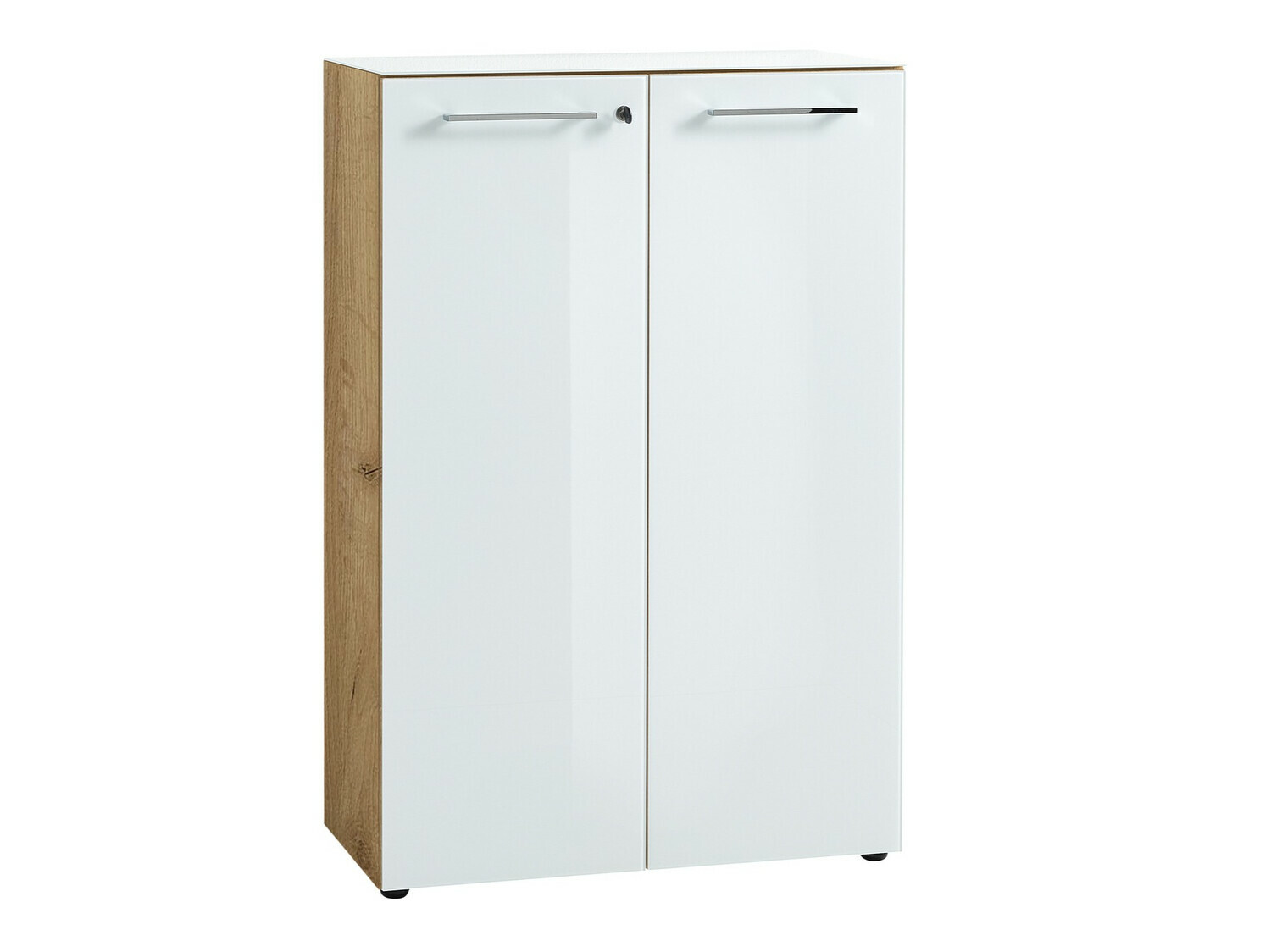 Ormarić Catcamu 102 (Sjajno belo + Navarra hrast)