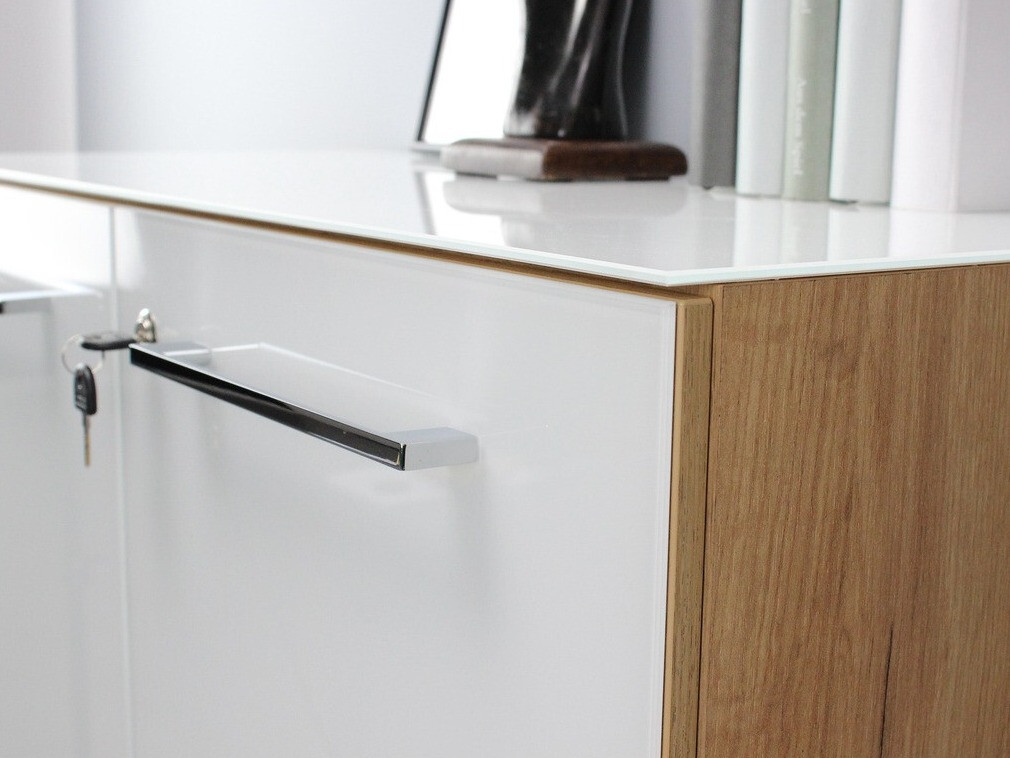 Ormarić Catcamu 102 (Sjajno belo + Navarra hrast)