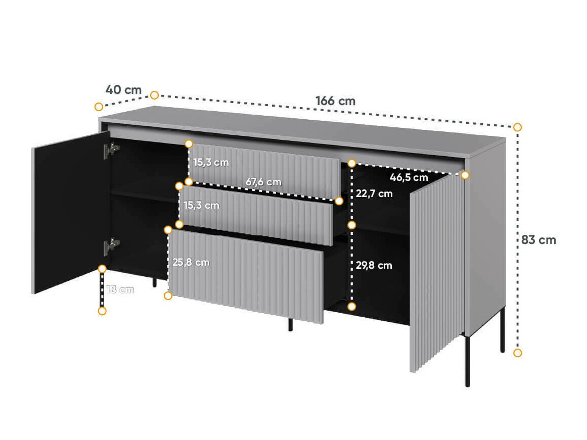 Komoda Fernolu 100 (Sivo + Crno)