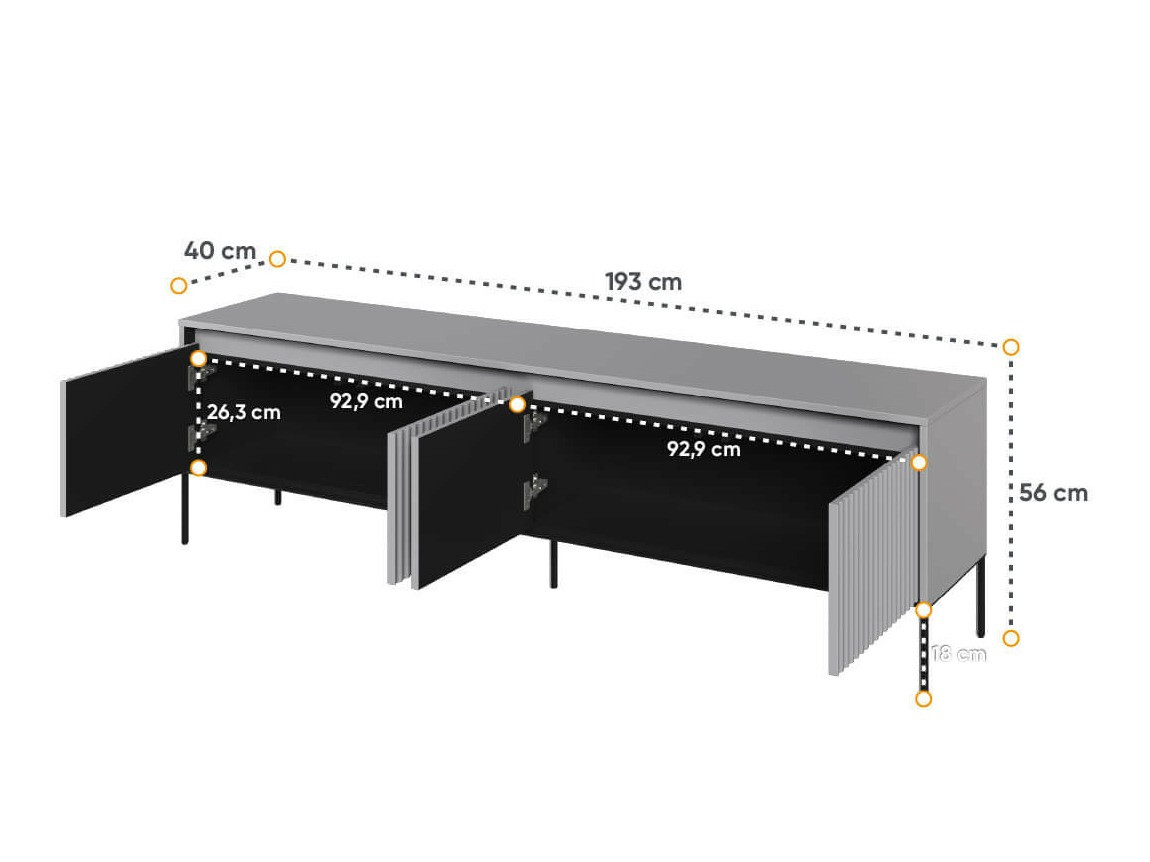 TV komoda Fernolu 105 (Sivo + Crno)