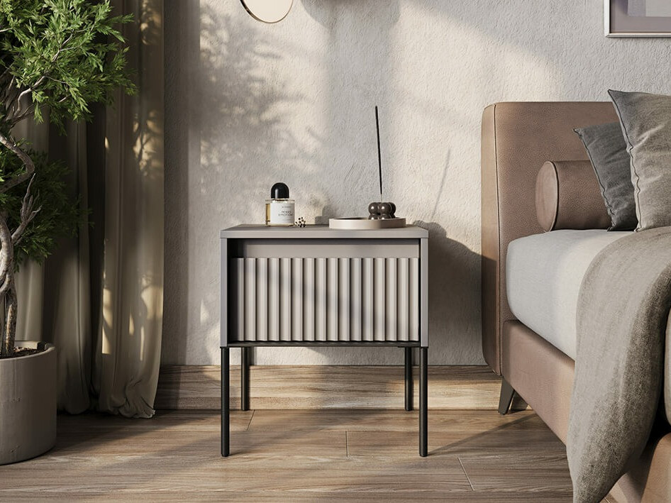 Noćni ormarić Fernolu 111 (Sivo + Crno)