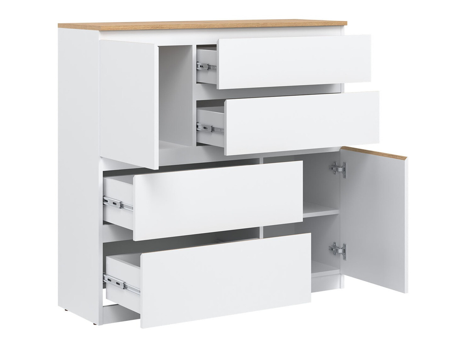 Komoda Catelbi 105 (Belo + Hrast)