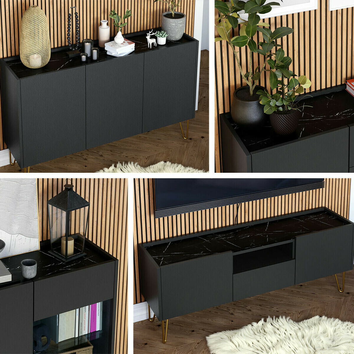 Ormarić Levdale 101 (Graphite + Crni mermer)