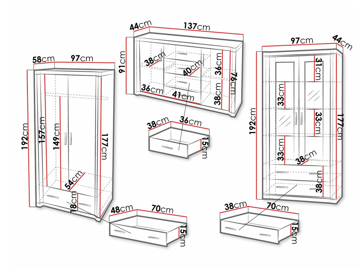 Set za dnevnu sobu Lorelie 125 (Trufel hrast)