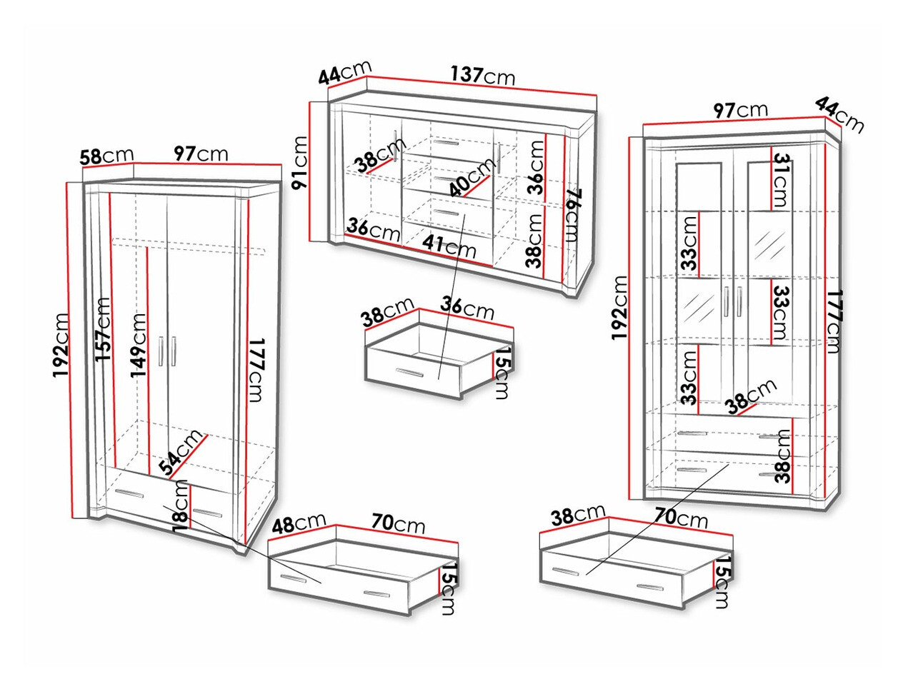 Set za dnevnu sobu Lorelie 125 (Trufel hrast)