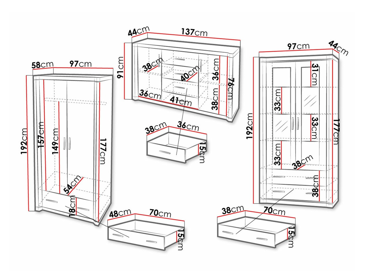 Set za dnevnu sobu Lorelie 125 (Trufel hrast)