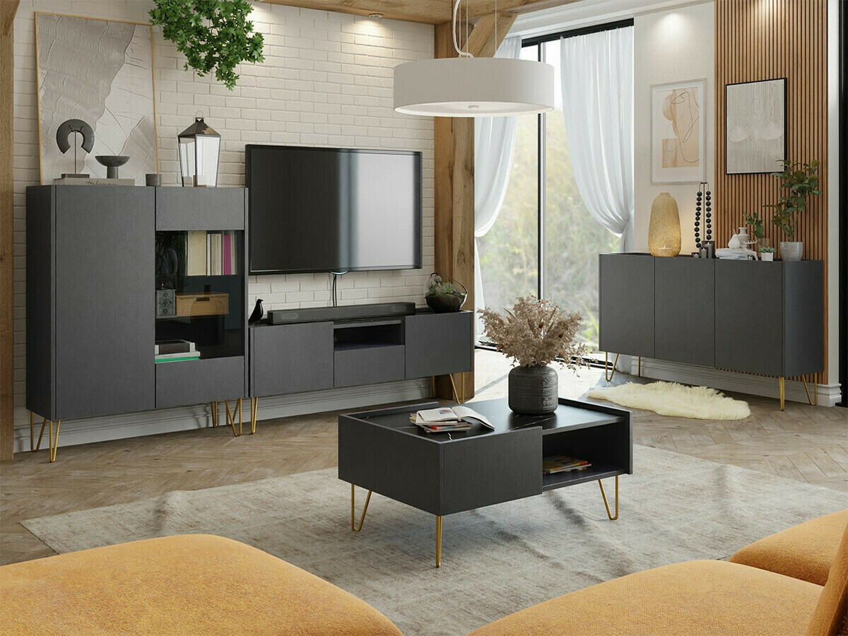 TV sto Levdale 103 (Graphite + Crni mermer)