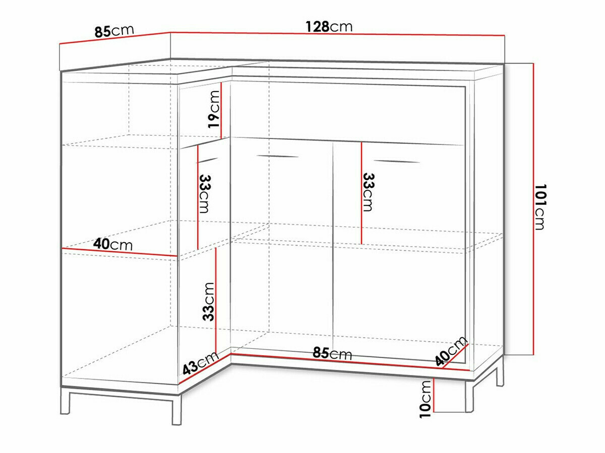 Ugaona komoda Etrmoni 106 (Svetlo drvo + Hrast)