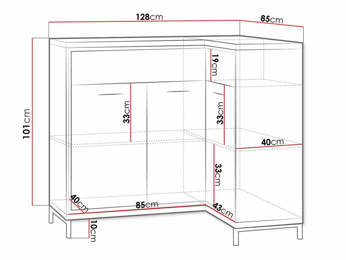 Ugaona komoda Etrmoni 106 (Svetlo drvo)
