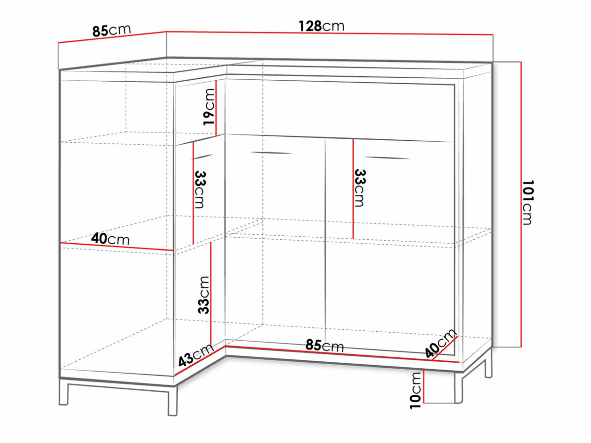 Ugaona komoda Etrmoni 121 (Svetlo drvo + Hrast)