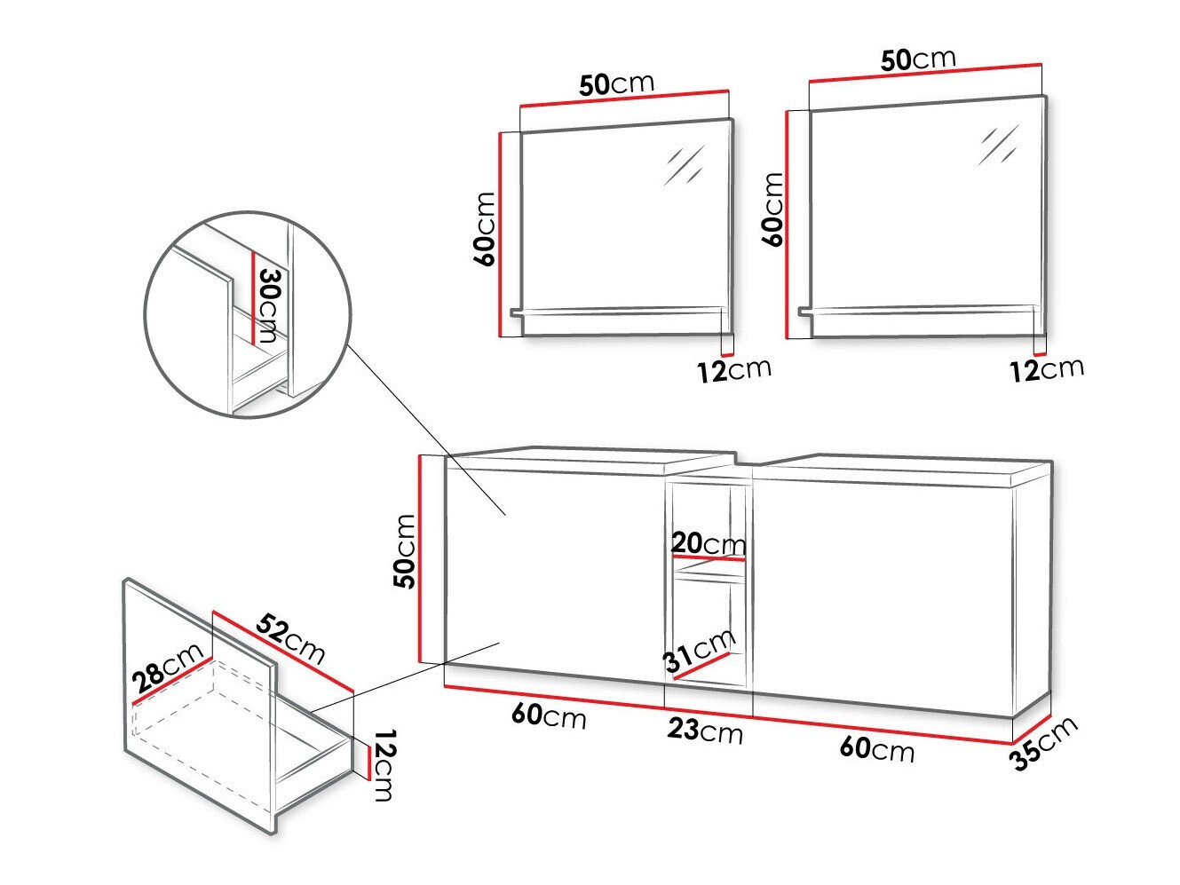 Set za kupatilo Comfivo Livciro 105 (Belo)