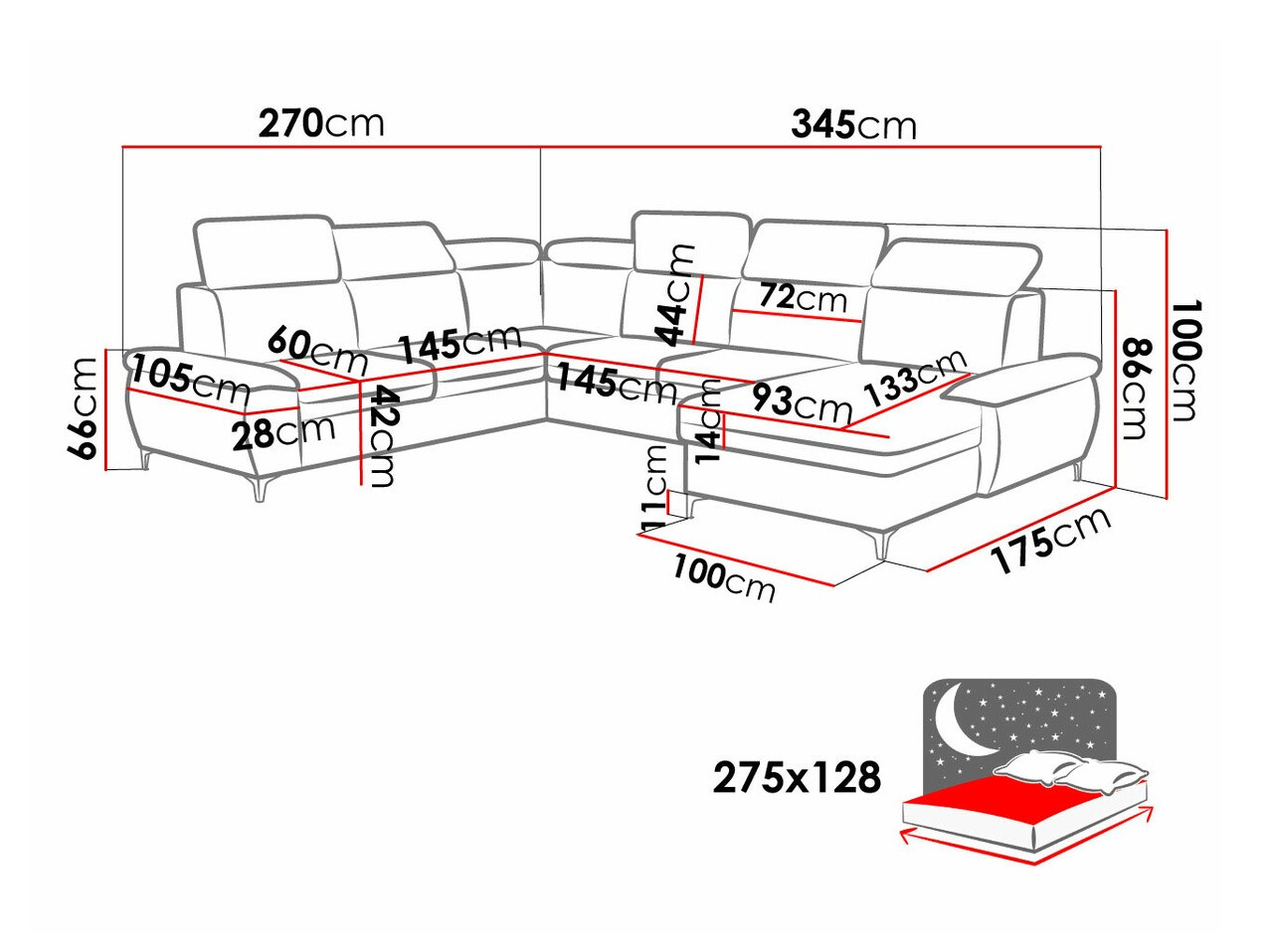 Ugaona sofa Temple 120 (Desno)