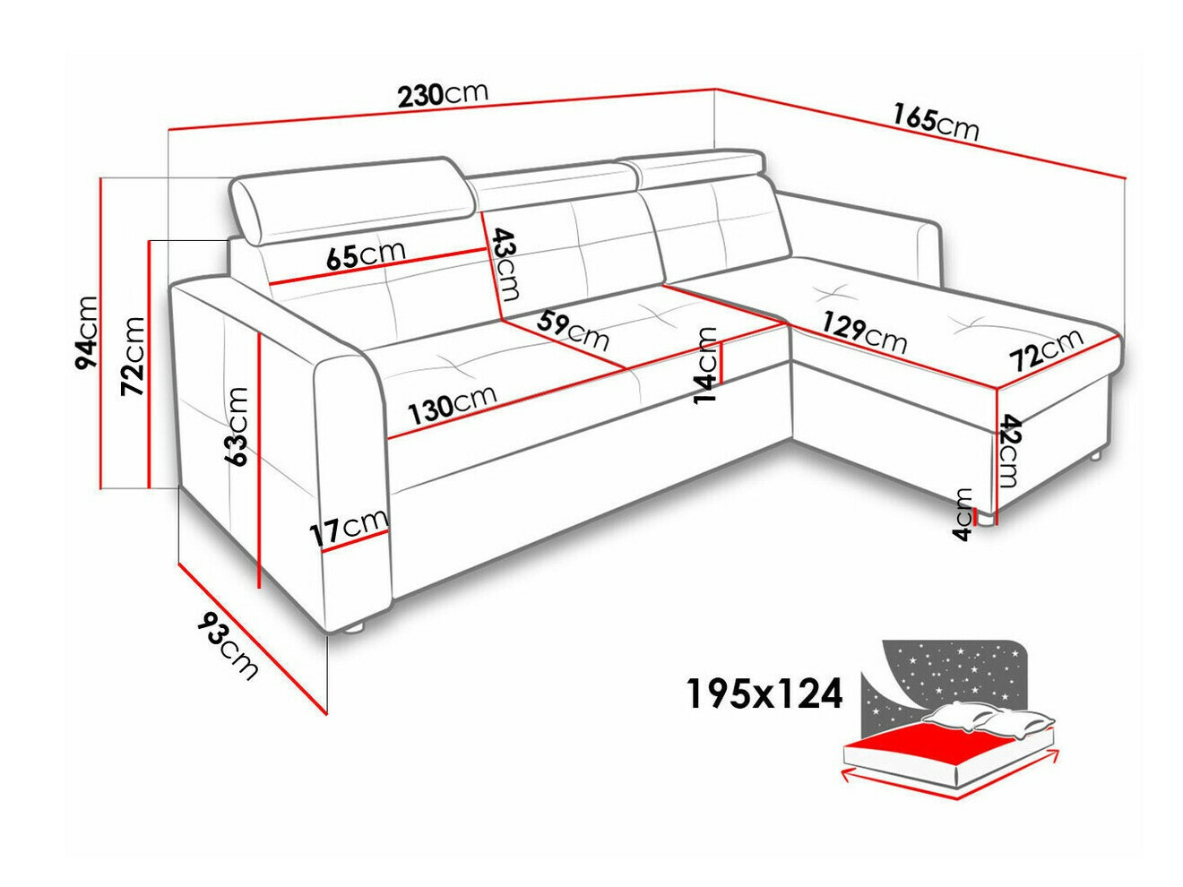 Ugaona sofa Temple 124