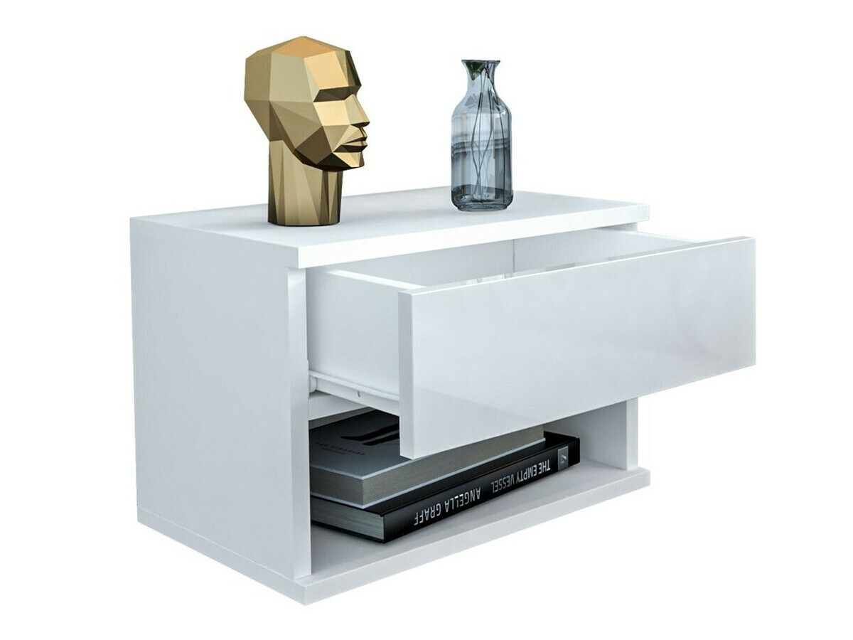 Noćni ormarić Utica 105 (Belo + Sjajno belo)