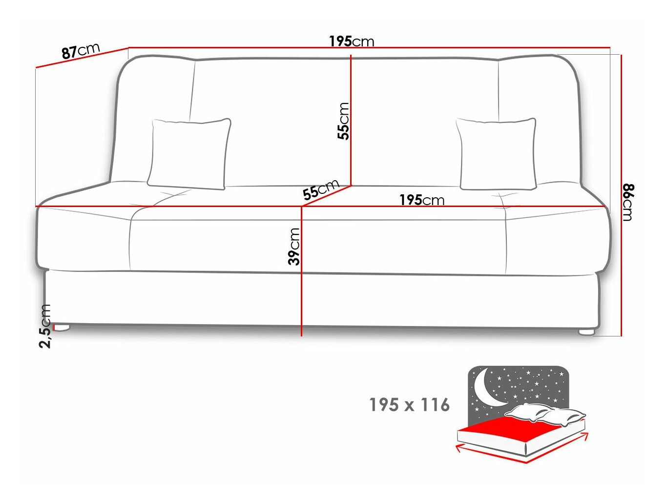 Sofa na razvlačenje Comfivo 136 (Poso 100)