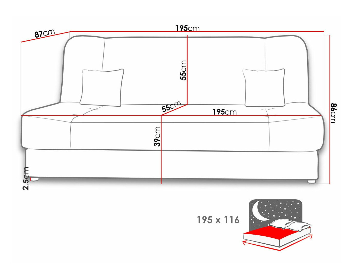 Sofa na razvlačenje Comfivo 136 (Poso 110)