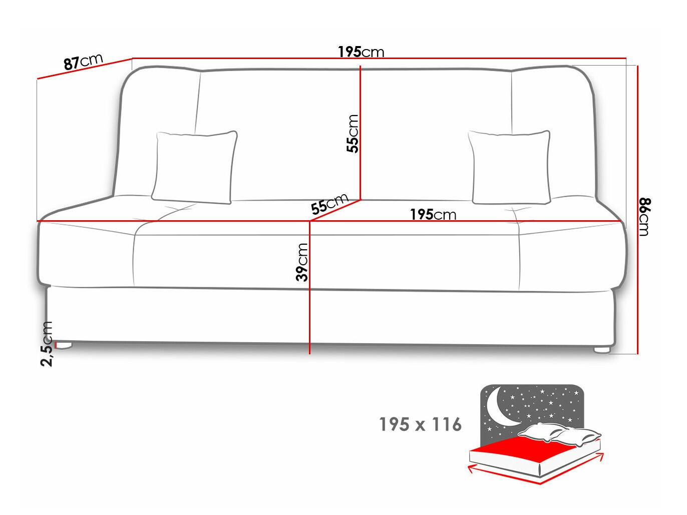 Sofa na razvlačenje Comfivo 136 (Poso 135)