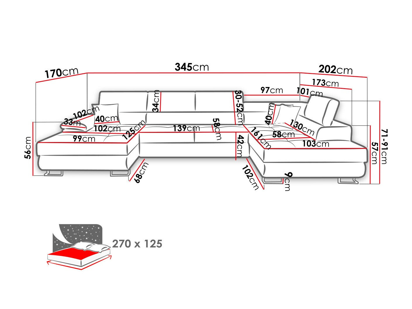Ugaona sofa Comfivo 138 (Poso 100)