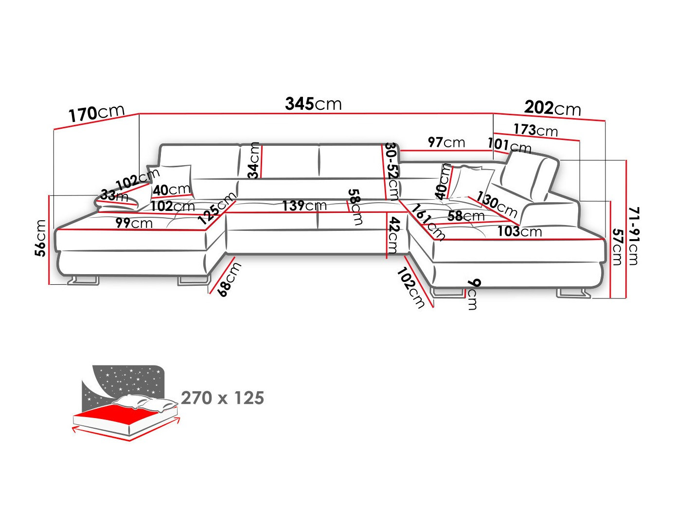 Ugaona sofa Comfivo 138 (Poso 135)