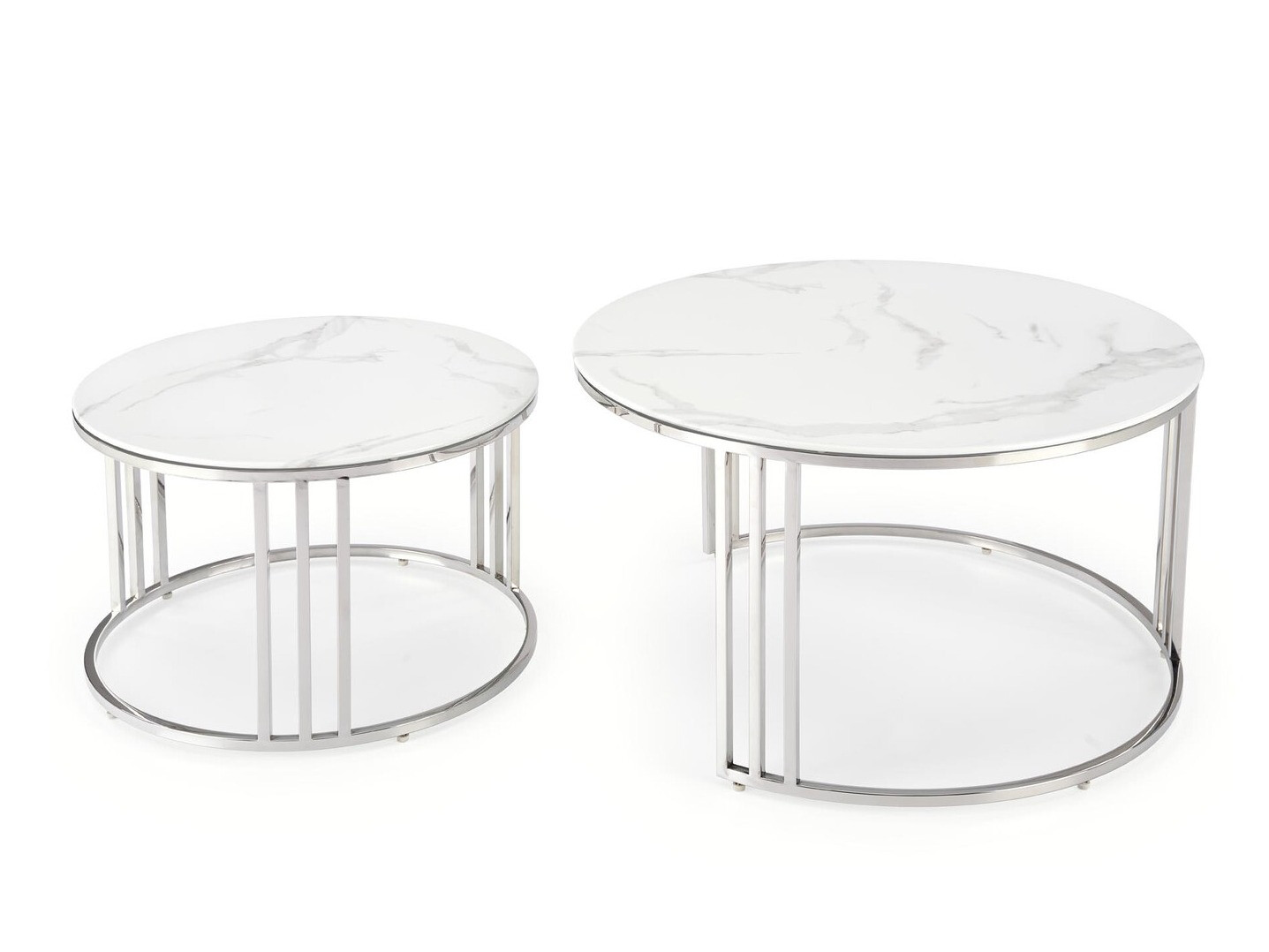 Set stočića za kafu Houston 1503 (Srebrna + Beli mermer)