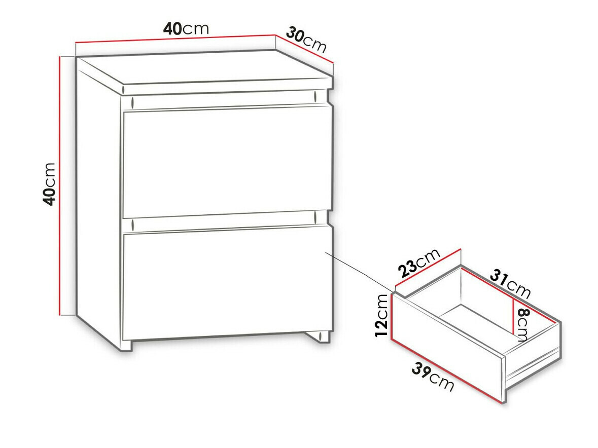 Noćni ormarić Comfivo 158 (Crno)