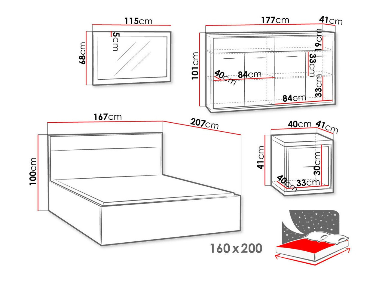 Set spavaća soba Etrmoni 122 (Svetlo drvo + Hrast)