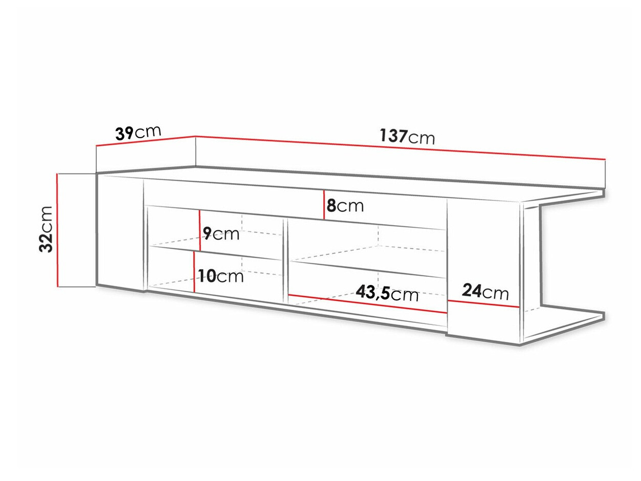 TV komoda Ver (Crno + Sjajno crna)