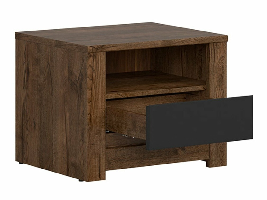 Noćni ormarić Ophevaru 115 (Mat crna + April hrast)