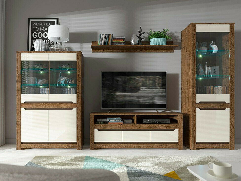 Ormar Ophevaru 109 (Sjajno krem + April hrast)