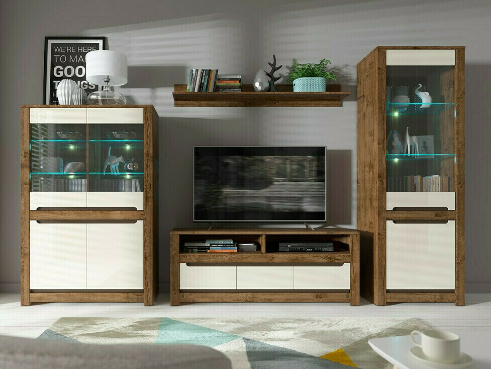 Polica Ophevaru 107 (Sjajna krema + April hrast)