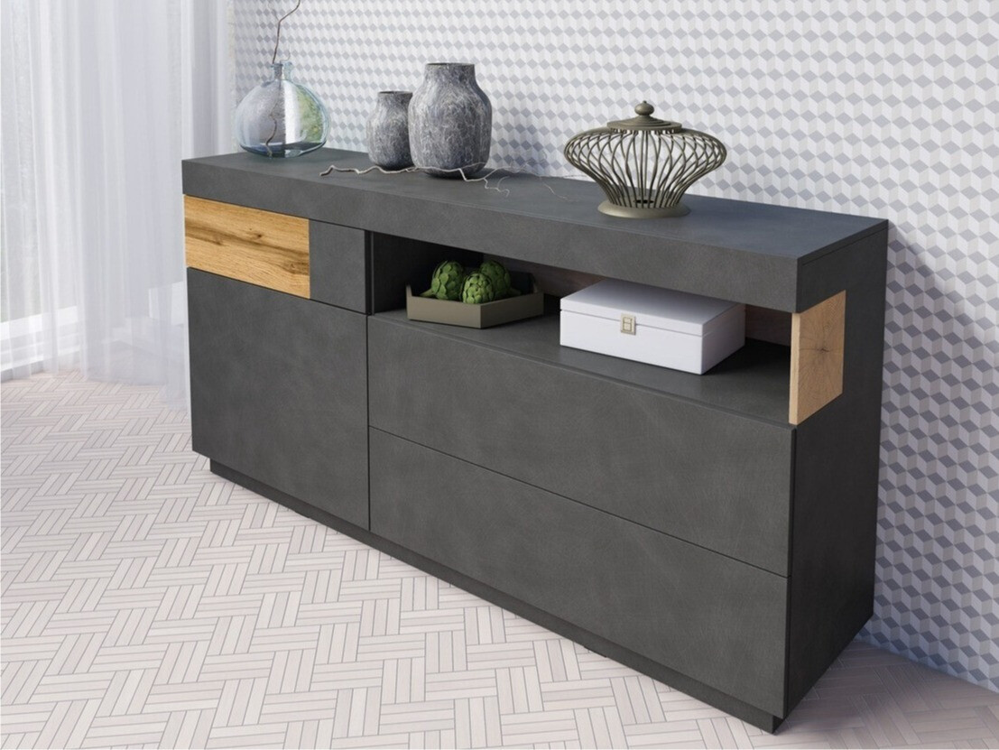 Komoda Livlore 107 (Matera siva + Вотан храст)