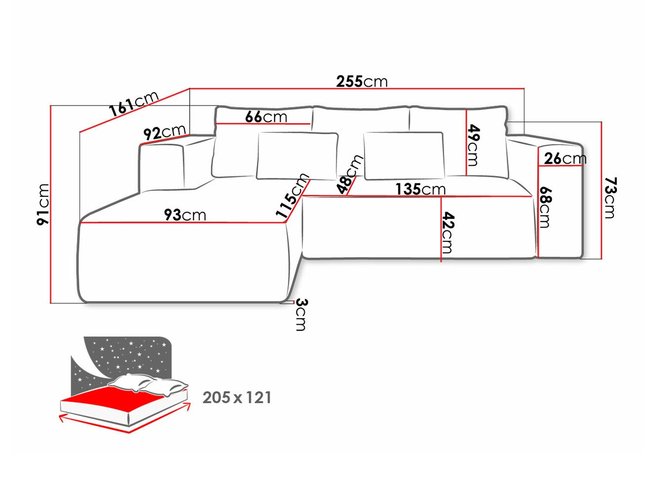 Ugaona sofa Arvada 116 (Poso 100)