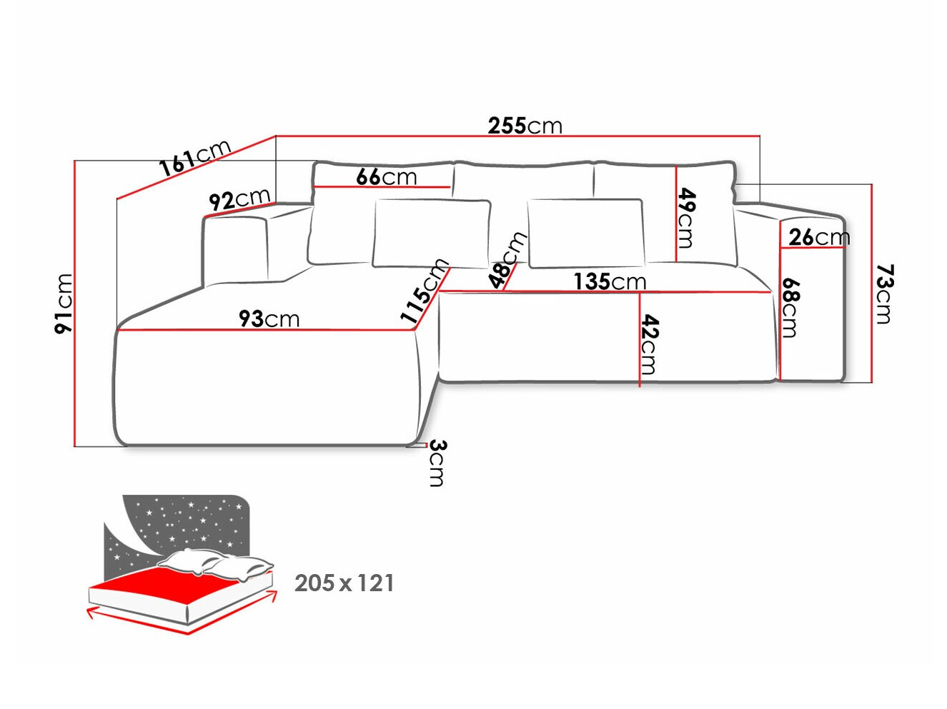 Ugaona sofa Arvada 116 (Poso 26)