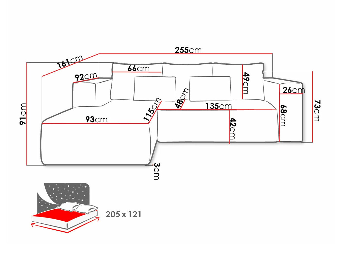 Ugaona sofa Arvada 116 (Poso 55)