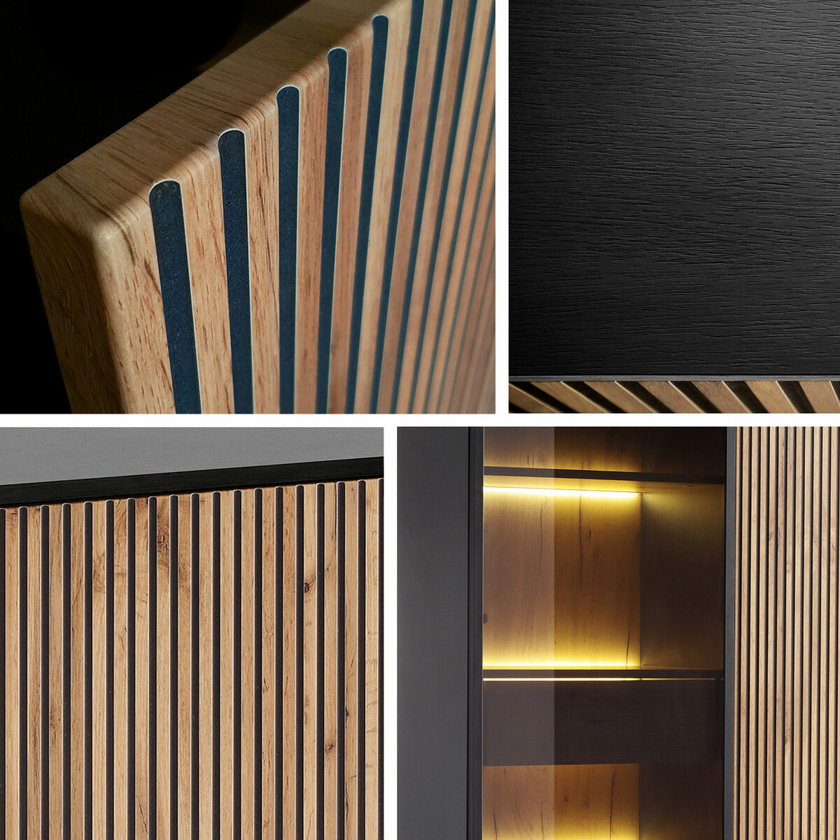 Noćni ormarić Soferi 110 (Crno + Вотан храст)