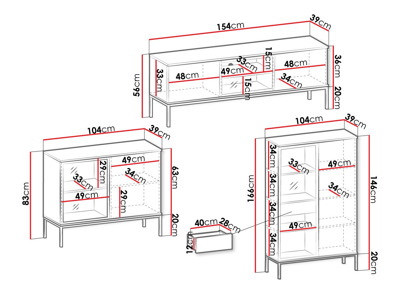 Set za dnevnu sobu Manal (Crno + Hrast Votan)