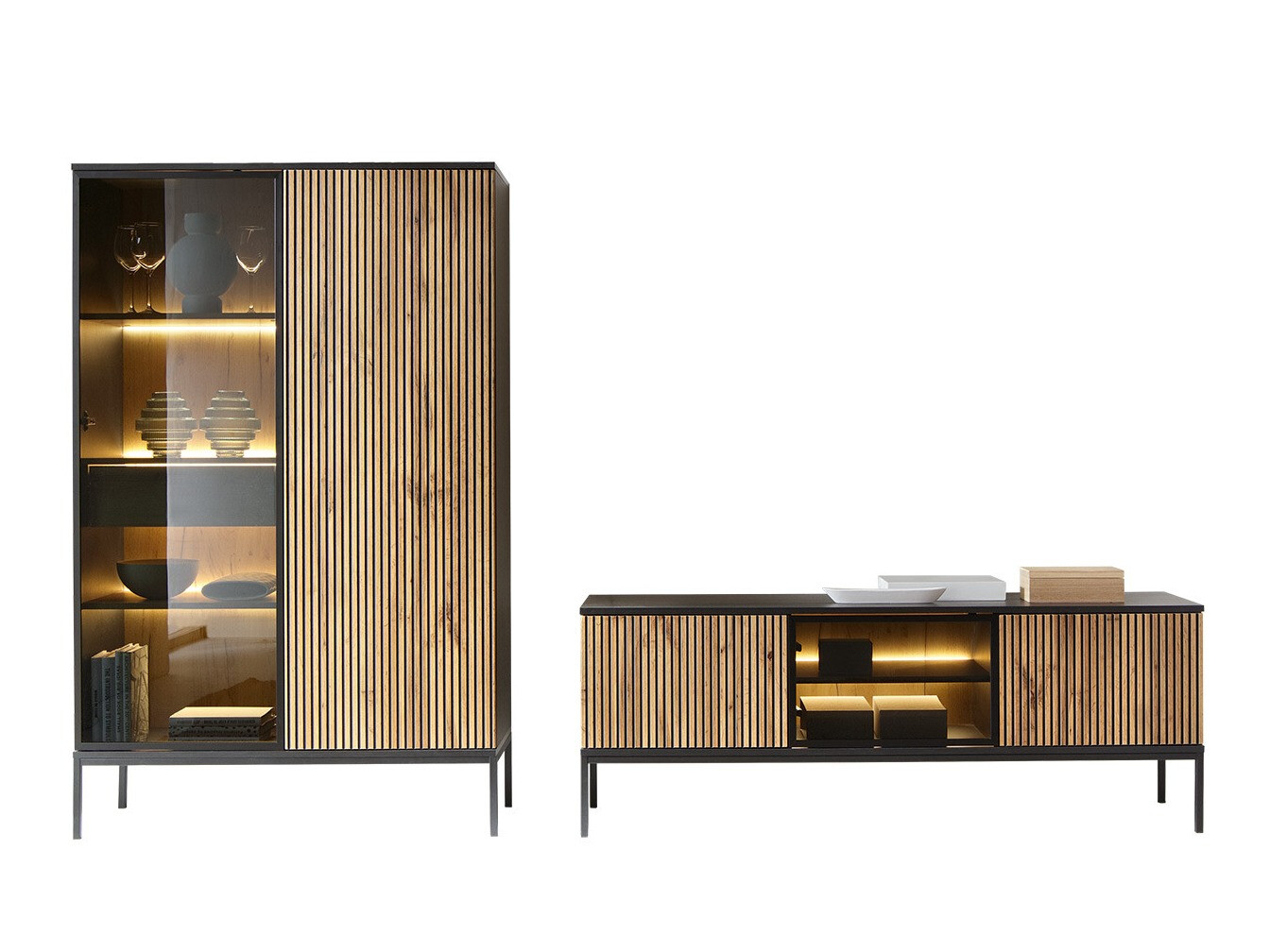 Set za dnevnu sobu Soferi 114 (Crno + Hrast Votan)