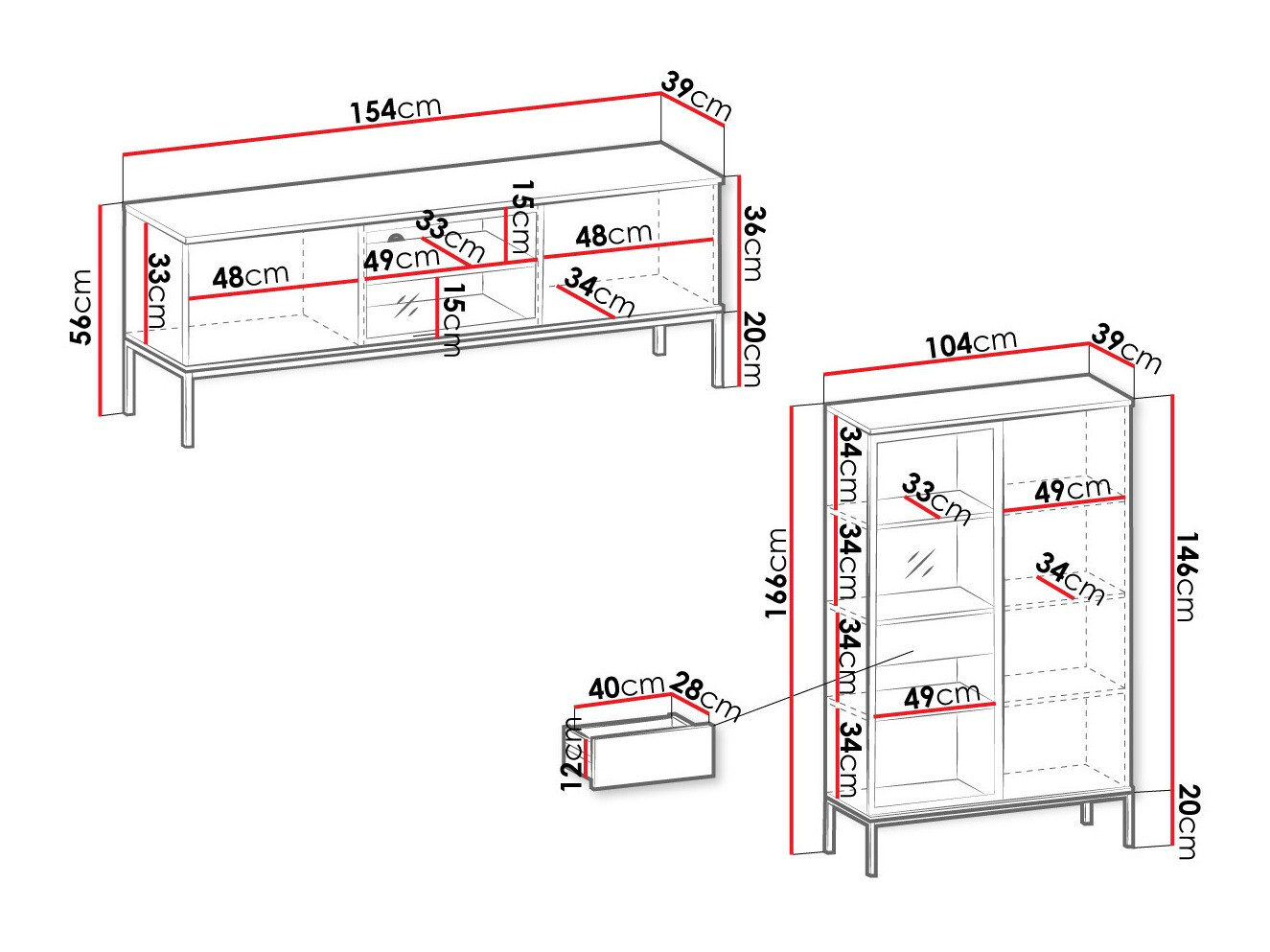 Set za dnevnu sobu Soferi 114 (Crno + Hrast Votan)