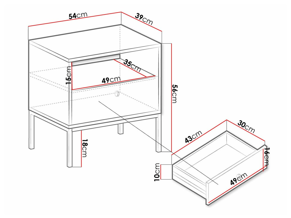 Noćni ormarić Formis (Belo)