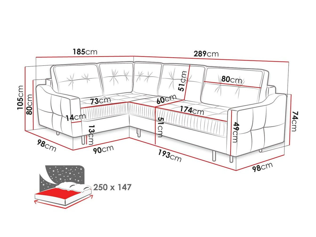 Ugaona sofa Kingsport 115 (Kronos 02)