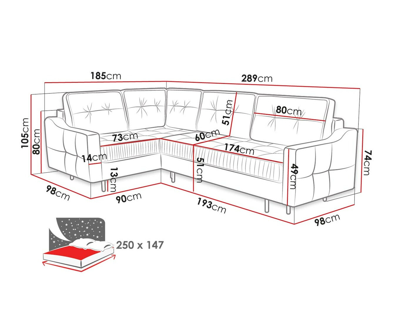 Ugaona sofa Kingsport 115 (Kronos 09)