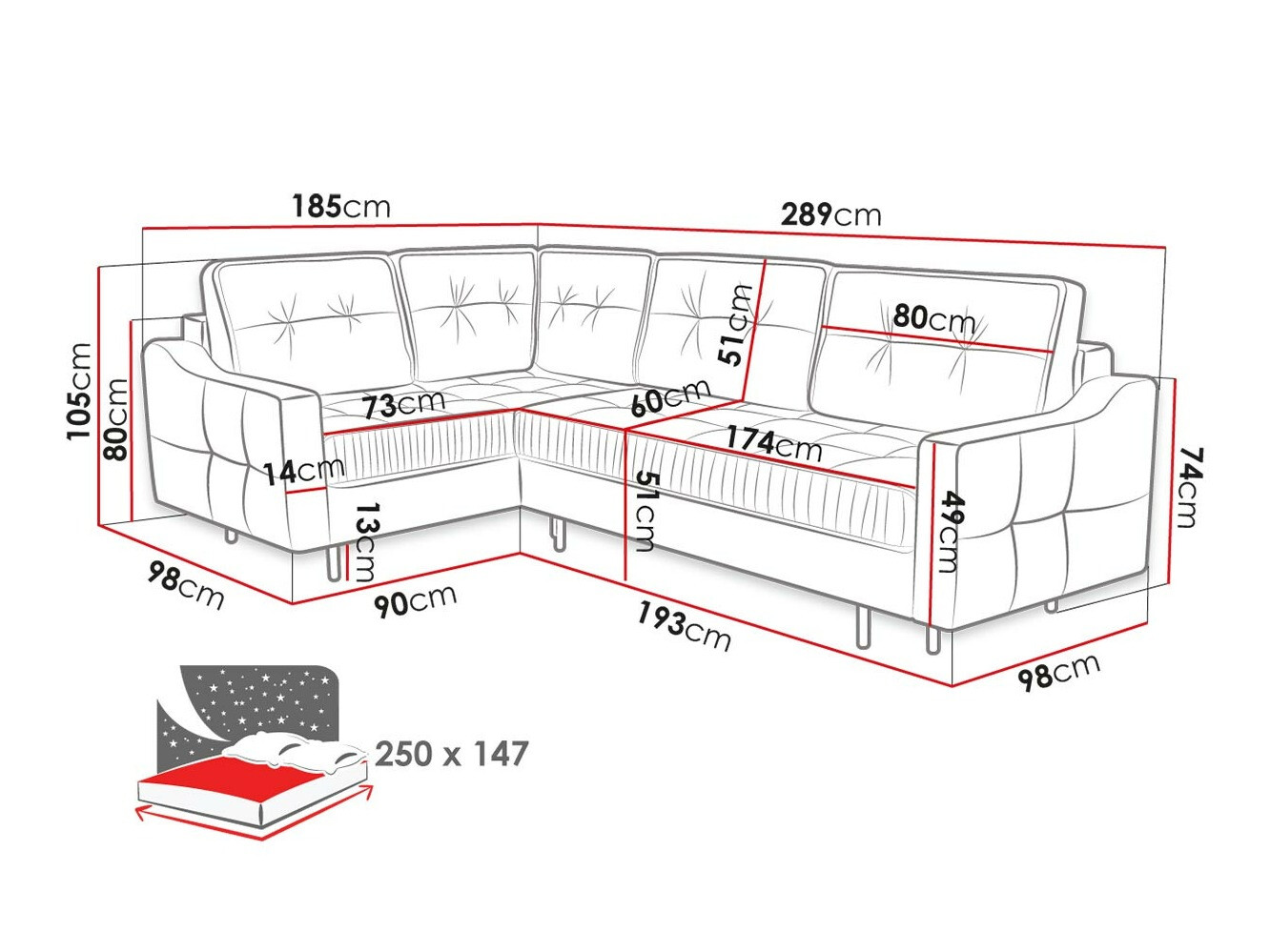 Ugaona sofa Kingsport 115 (Kronos 11)