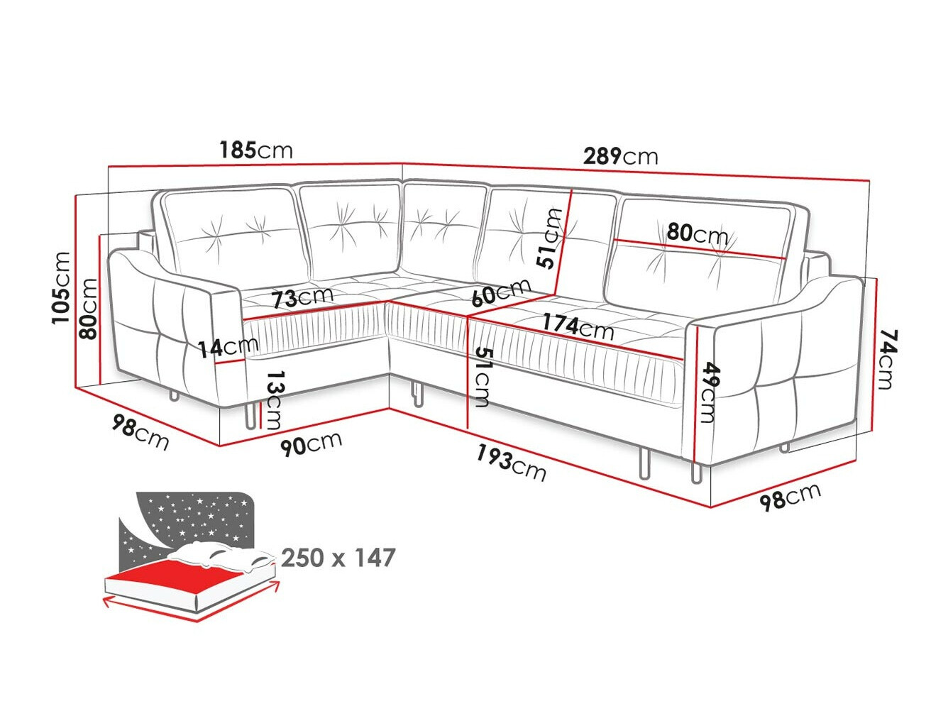 Ugaona sofa Kingsport 115 (Kronos 11)