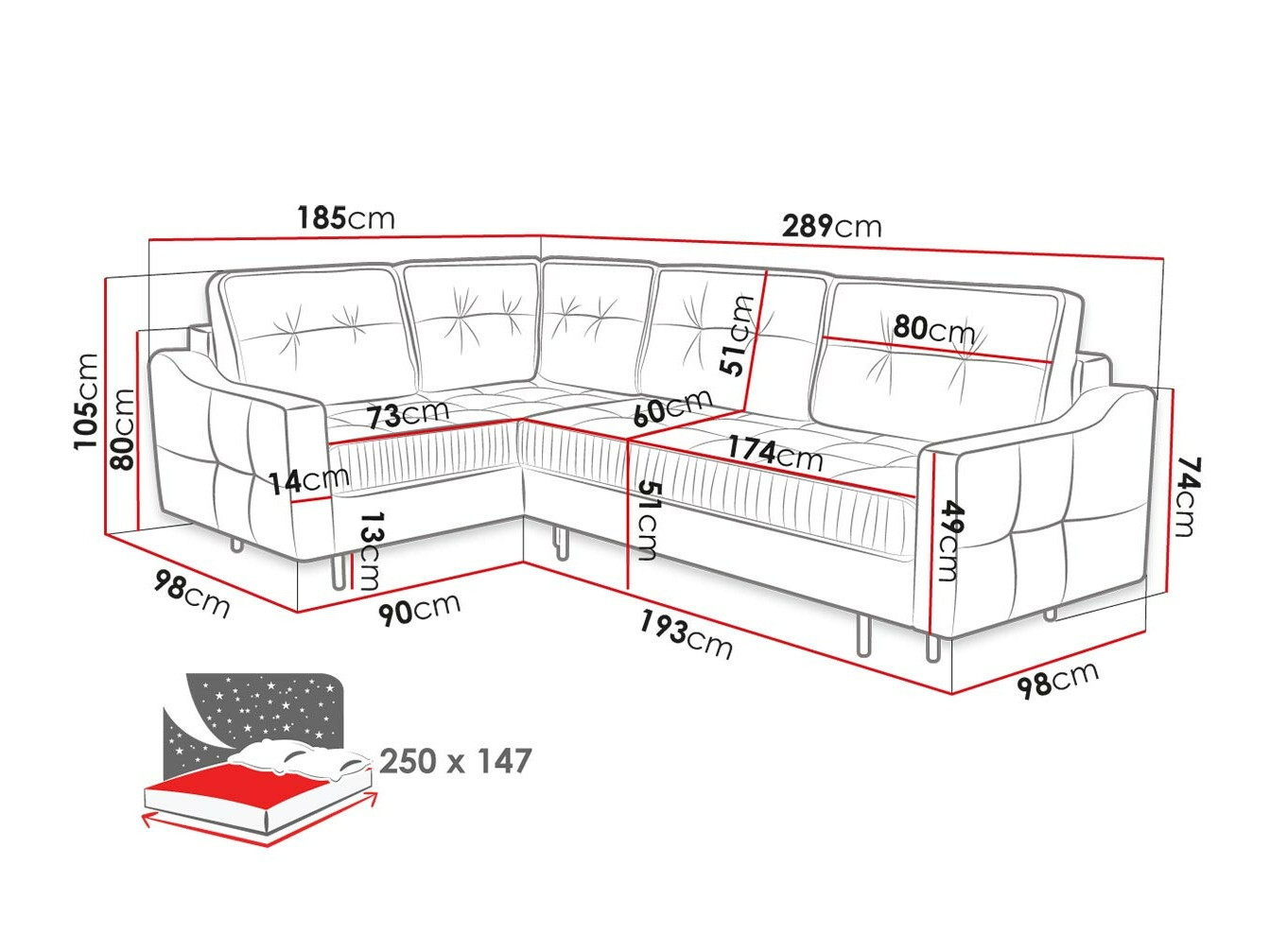 Ugaona sofa Kingsport 115 (Kronos 19)