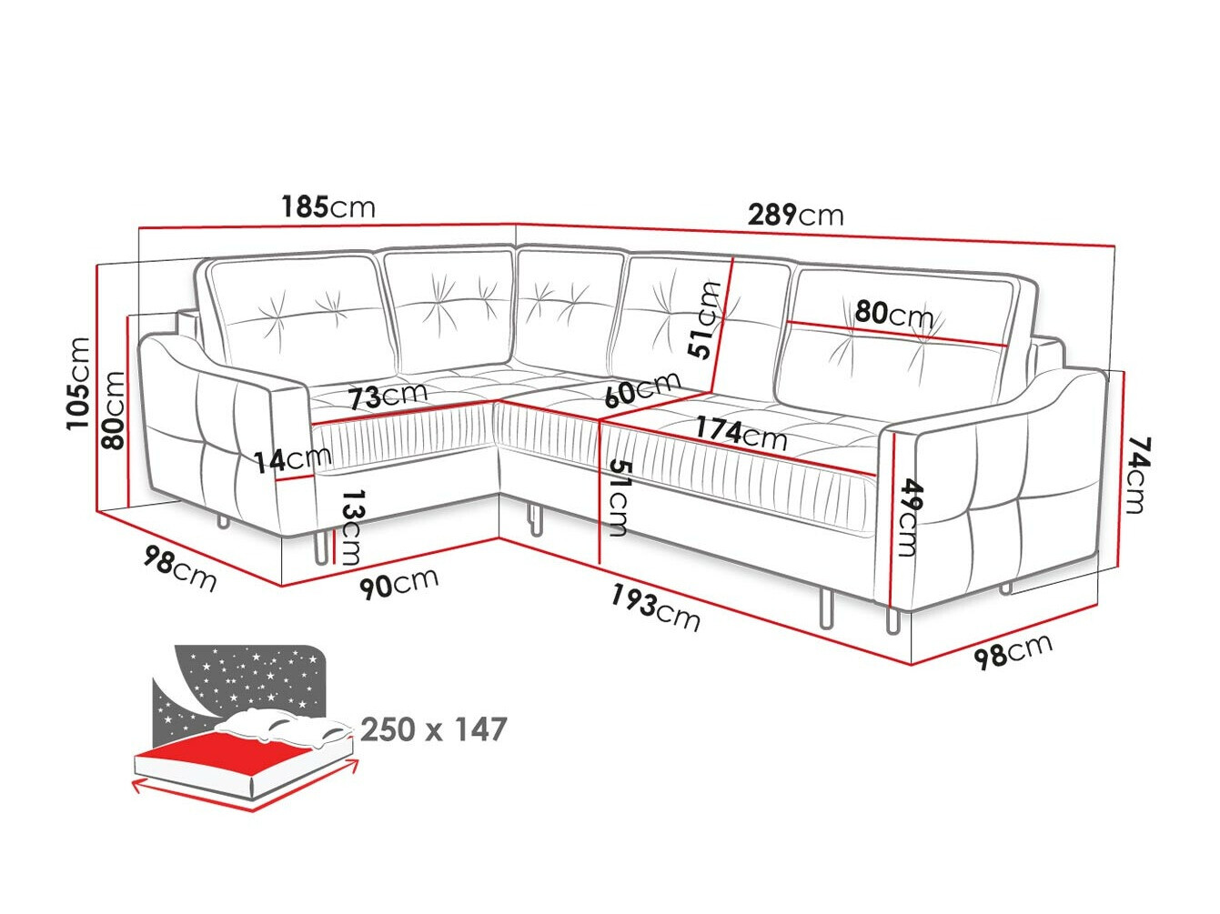 Ugaona sofa Kingsport 115 (Kronos 19)