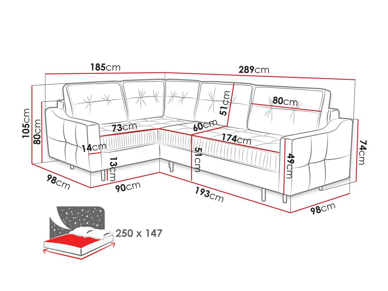 Ugaona sofa Kingsport 115 (Paros 2)