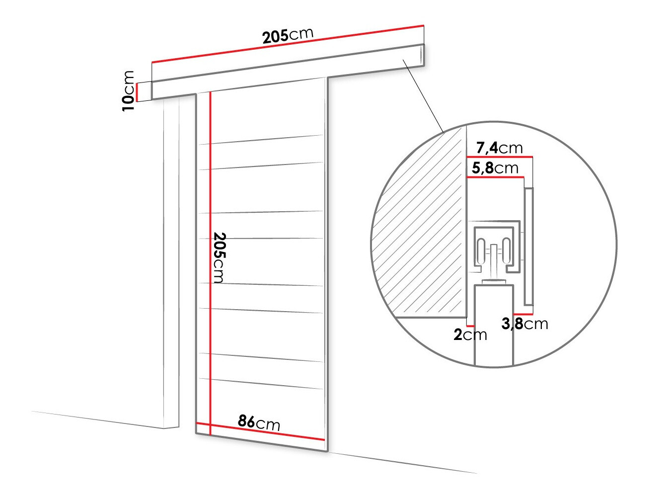 Klizna vrata Closico 173 (Belo + Crno)