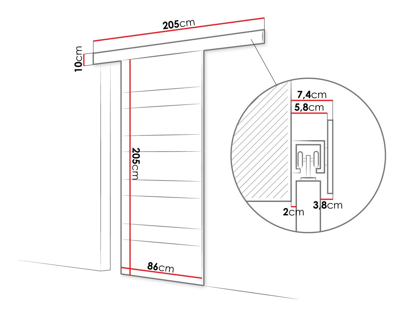Klizna vrata Closico 173 (Crno + Belo)