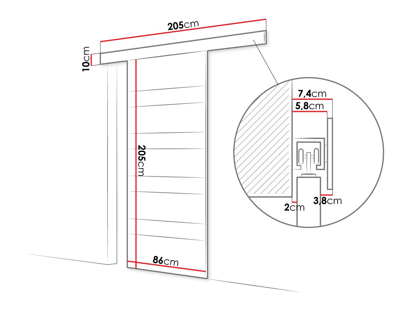 Klizna vrata Closico 173 (Sonoma hrast + Belo)